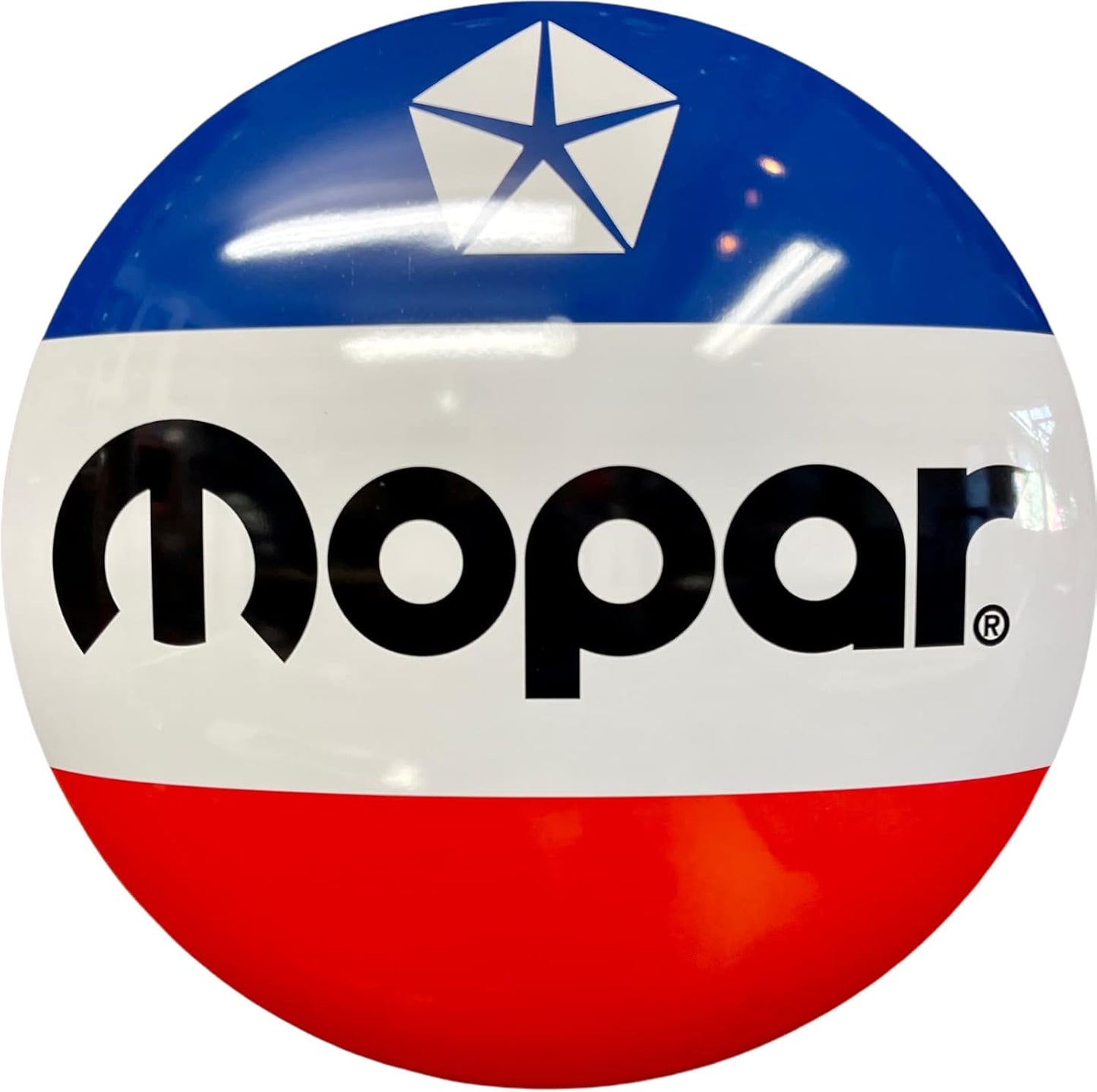 Mopar Dome Shaped Metal Sign Wall Decor for Bar, Garage, or Man Cave (15")