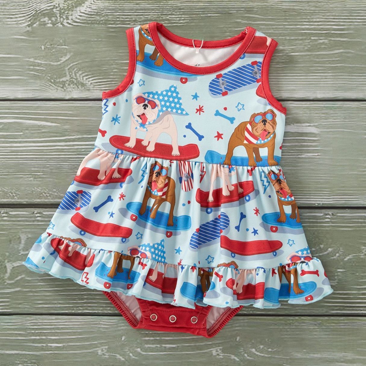 Red, White & Blue Crew - Girl Romper