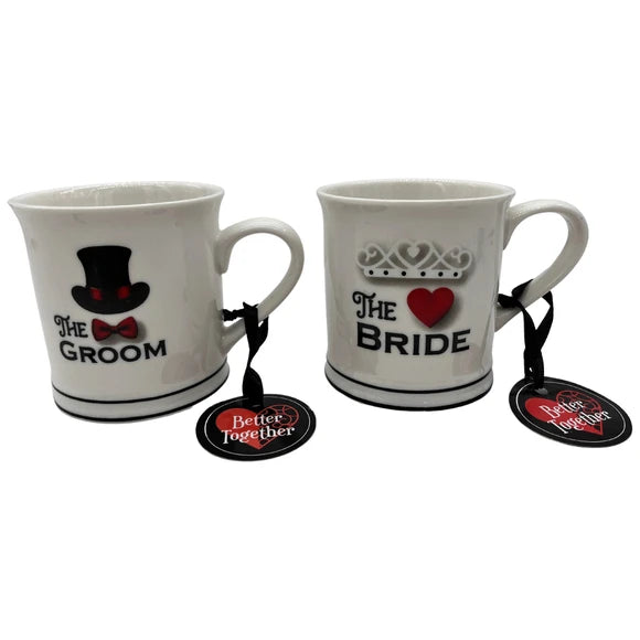Set of Two Assorted 14 oz Bride & Groom Mugs