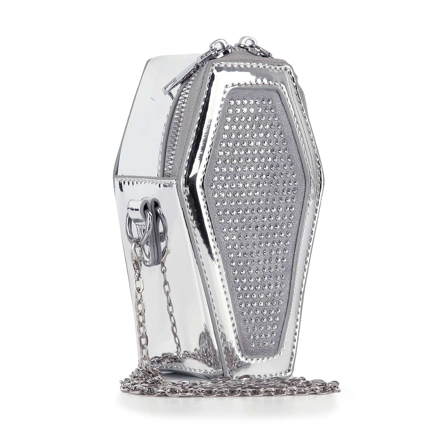 Rhinestone Coffin Style Petite Patent Shoulder Bag