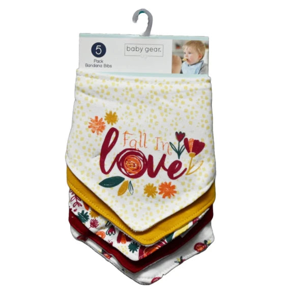 5 Pack Fall in Love Floral Bandana Bibs