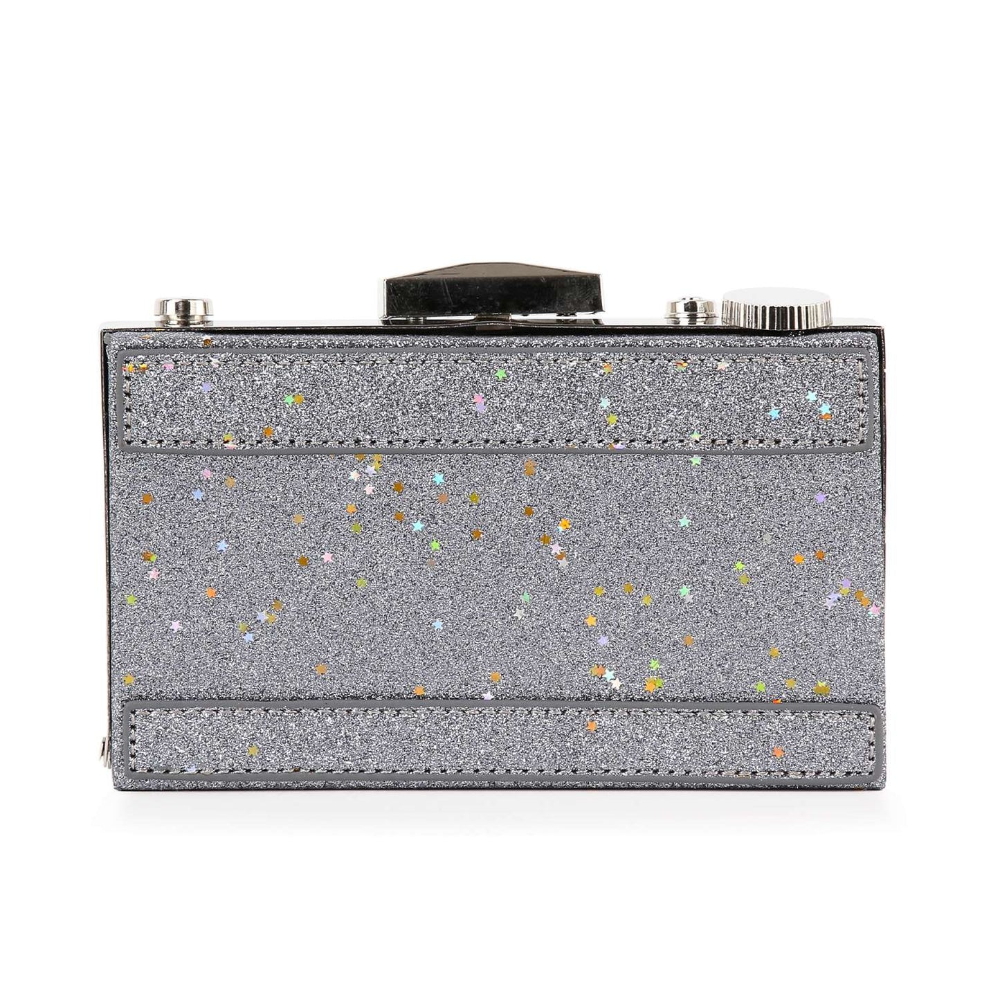 Glittery Camera Metal Frame Evening Bag