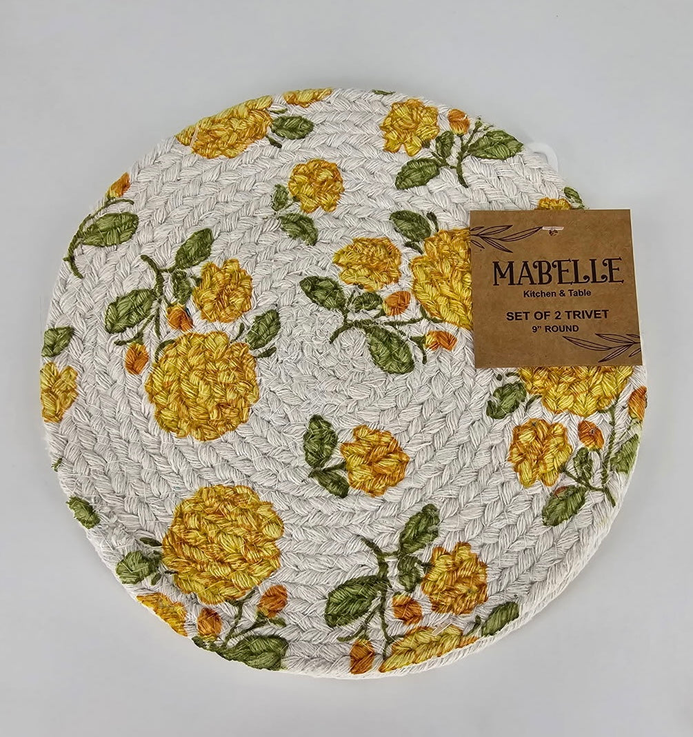 Yellow Flower Trivet 2pk