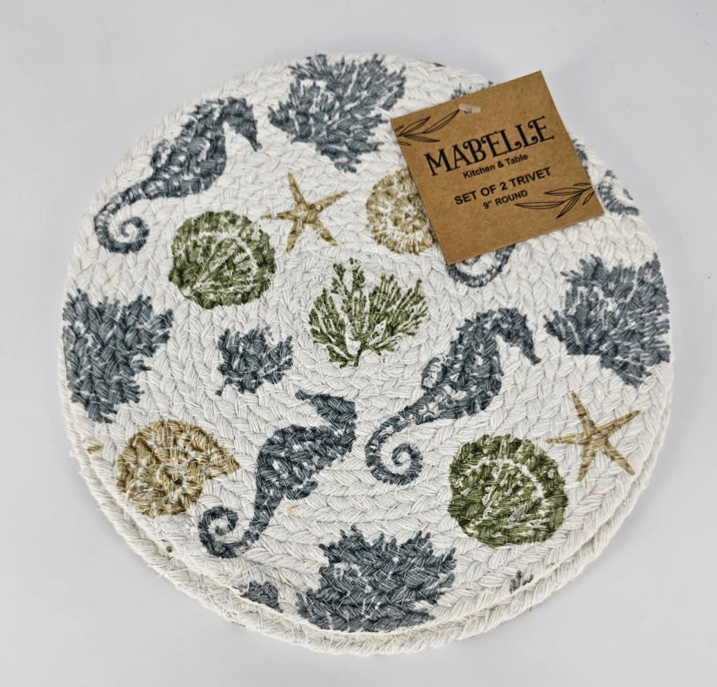 Seahorse & Shells 2pk Trivets