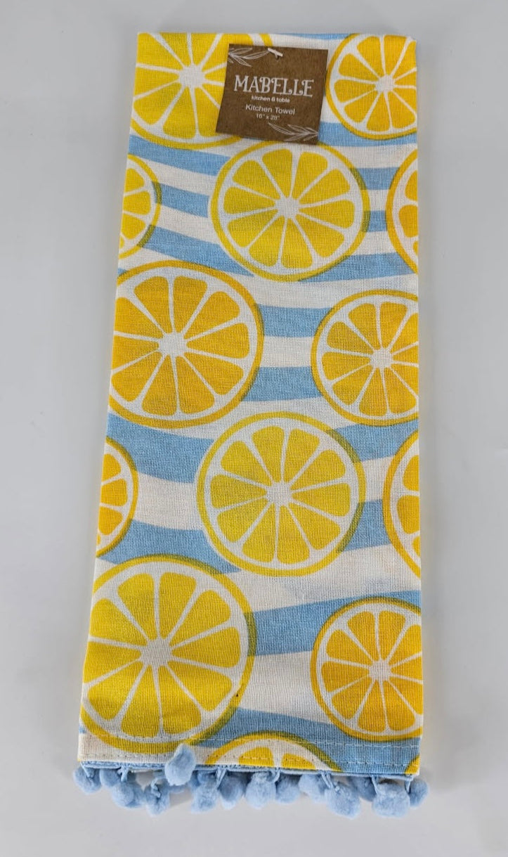 Summer Lemons Pom Pom Towel
