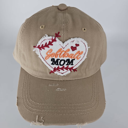 Softball Mom Distressed Vintage Cap