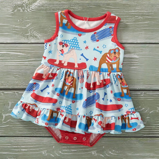 Red, White & Blue Crew - Girl Romper