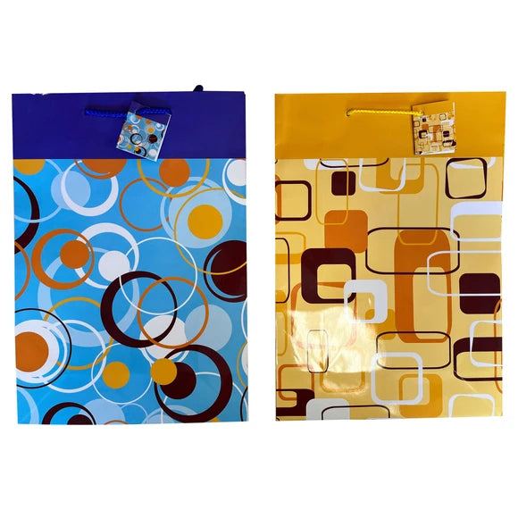 Lot of 4 Assorted Abstract Art Designs Large 15" x 10.4" x 4.5" Paper Gift Bags