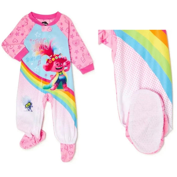 Trolls Rainbow Moxie One Piece Footed Pajama