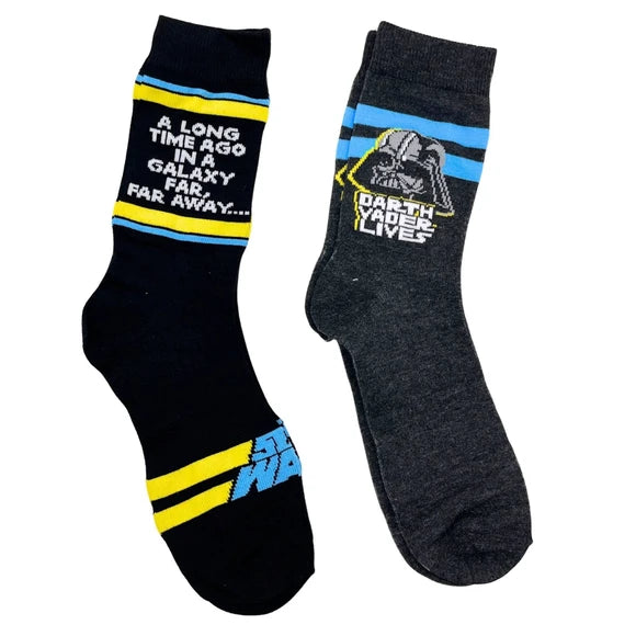 2 Pack Assorted Men's Gift Ready Star Wars Crew Socks