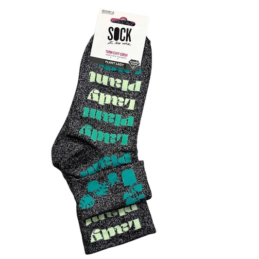 Sock It To Me Turn Cuff Crew Socks in Plant Lady Theme