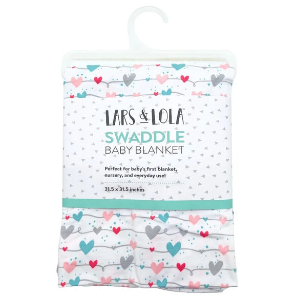 Lars & Lola Baby Swaddle Blanket Hearts