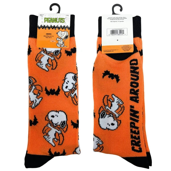 Peanuts Mens Snoopy Halloween Crew Socks in Size 10-13