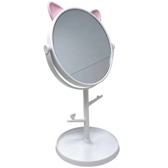 Cute Cat Ear Vaniry Mirror with Hooks and Tray