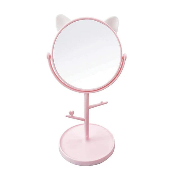 Cute Cat Ear Vaniry Mirror with Hooks and Tray