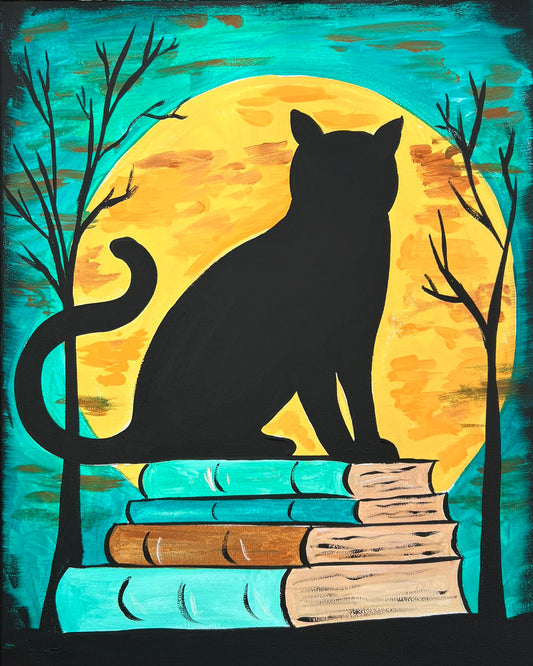 Cat & Moon 11 x 14 Canvas Ready to Paint